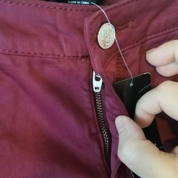 Bebe Pants Women's Size 26 Red Burgundy Clean Sateen Flare NWT - Picture 3 of 10